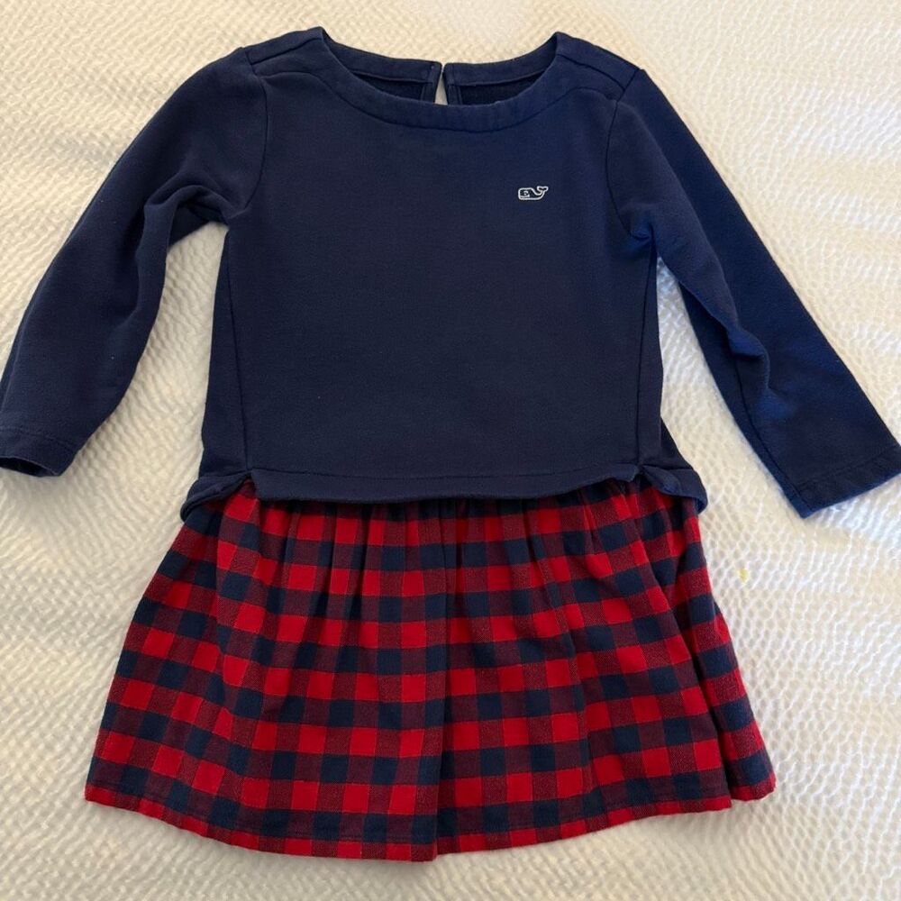 Vineyard Vines | Buffalo Plaid Dress | Navy Red Cotton | Girls 4T